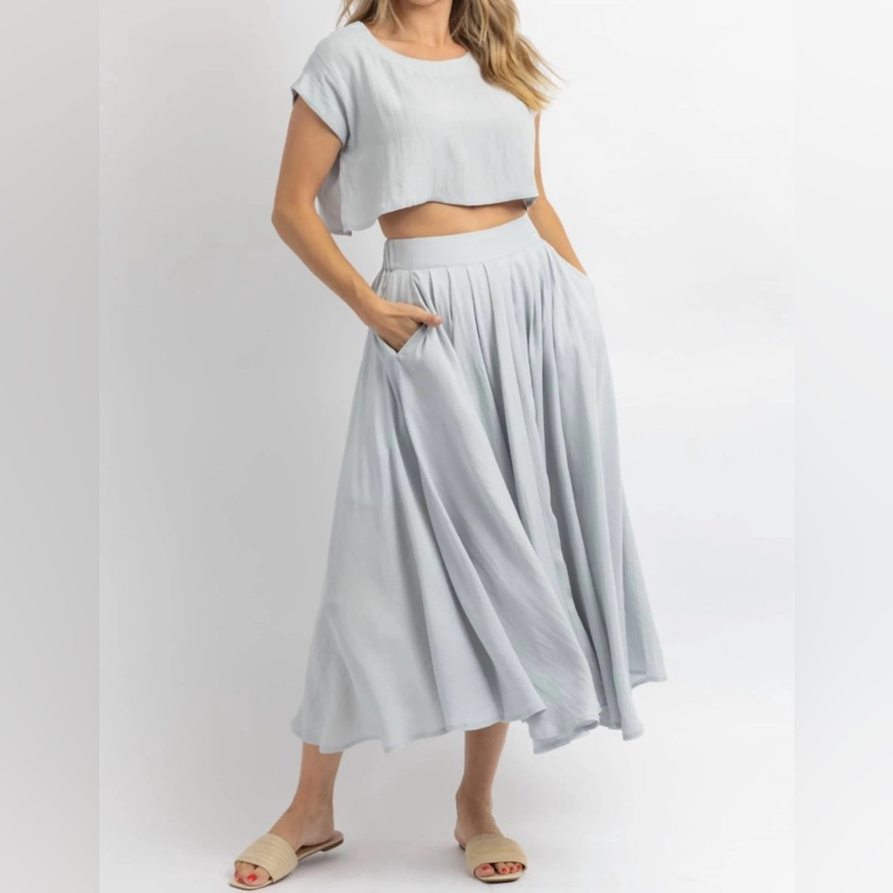 MABLE skirt and crop top set. Light blue, size ML